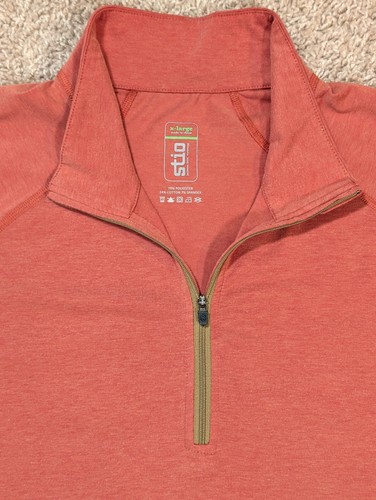 STIO 1/4 Zip Pullover Men's Size XL Lightweight Orange Long Sleeve Thumbholes - Picture 2 of 11