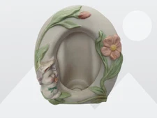 Enesco Oval Embossed Easter Floral & Bunny Theme Mini 4.5" x4" Picture Frame Vtg