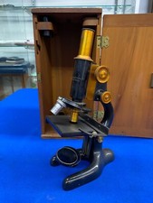 Microscope Bausch & Lomb vintage 1915 en laiton avec 2 lentilles oculaires