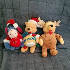Disney Store Santa Eeyore 8" Plush  Reindeer Pooh Drummer Pooh lot