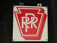 PRR Metal Pennsylvania Railroad Reproduction Sign Red on White