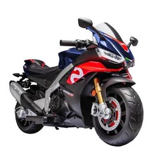 24V Kids Electric Motorcycle 6mph Dirt Bike Blue 2 75W Motor Bluetooth Music LED