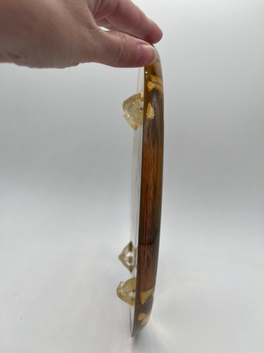 Resin Lucite Butterfly & Pressed Leaves Tray Decor Tray Plate Sitter 7x9.5" - Picture 3 of 9