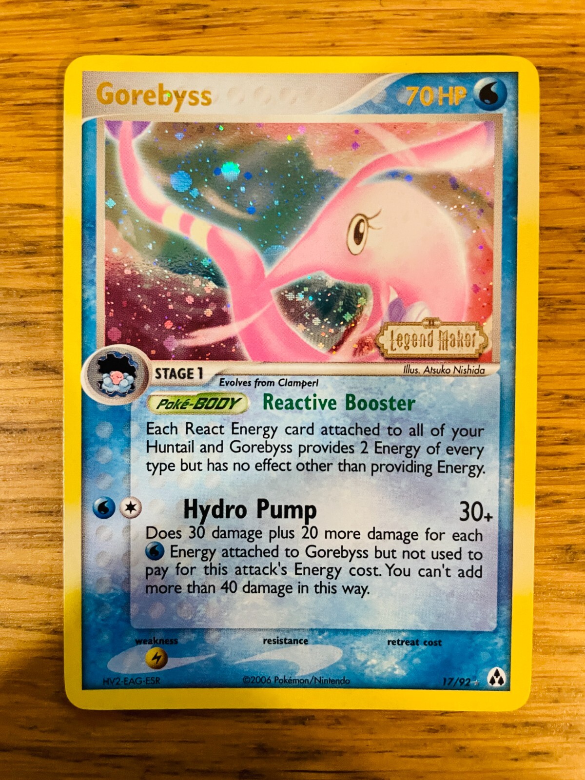 NEAR MINT! Gorebyss (17/92) Stamped Reverse Holo EX Legend Maker Pokemon Card!
