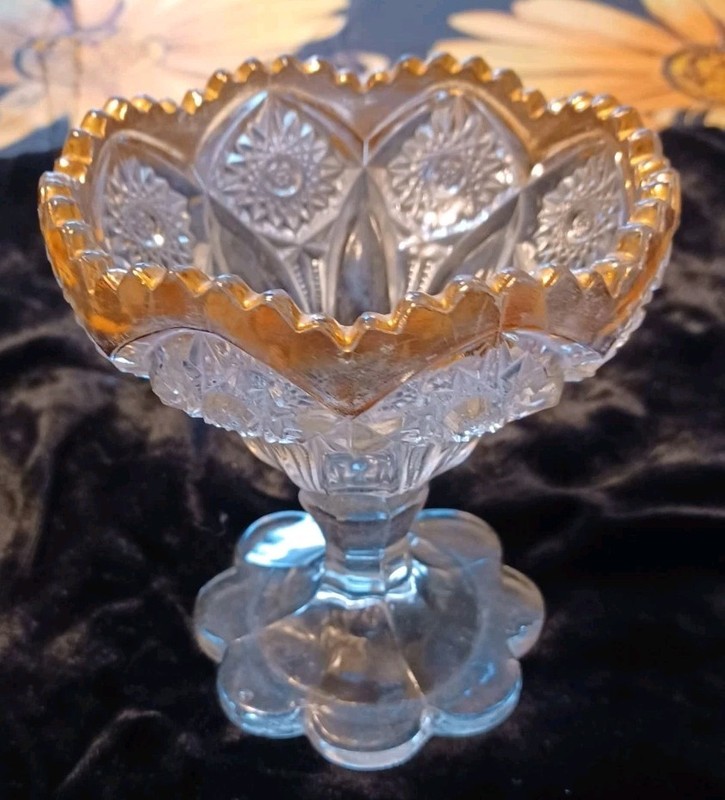 ANTIQUE GLASS PEDESTAL NUT CANDY DISH