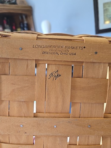 Longaberger Cake Basket forro transparente completo, elevador, tapa de tela 1996 - Imagen 7 de 9