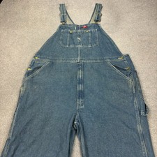 Dickies Dungarees Adult 44x30 Blue Overalls Denim Bib Workwear Carpenter Mens