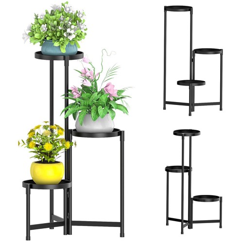 Metal Plant Stand Indoor Outdoor for Multiple Plants, 3 Tiered Folding Corner...