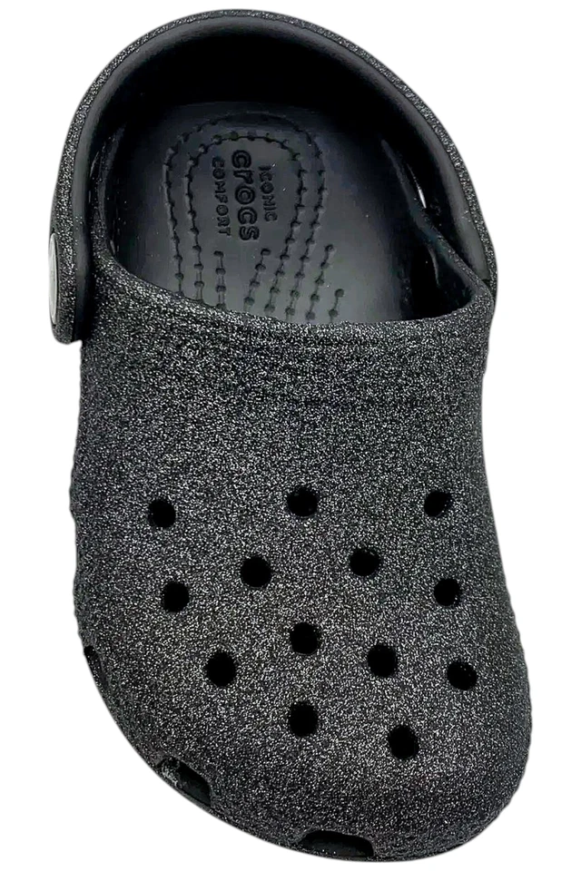 Zueco Crocs clásico brillante negro para niñas pequeñas Foto 2 de 3