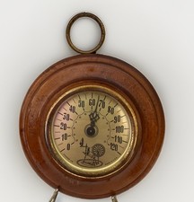 Vtg Cooper Company Wall Coil Thermometer 6" Made in USA Brass Wood Works