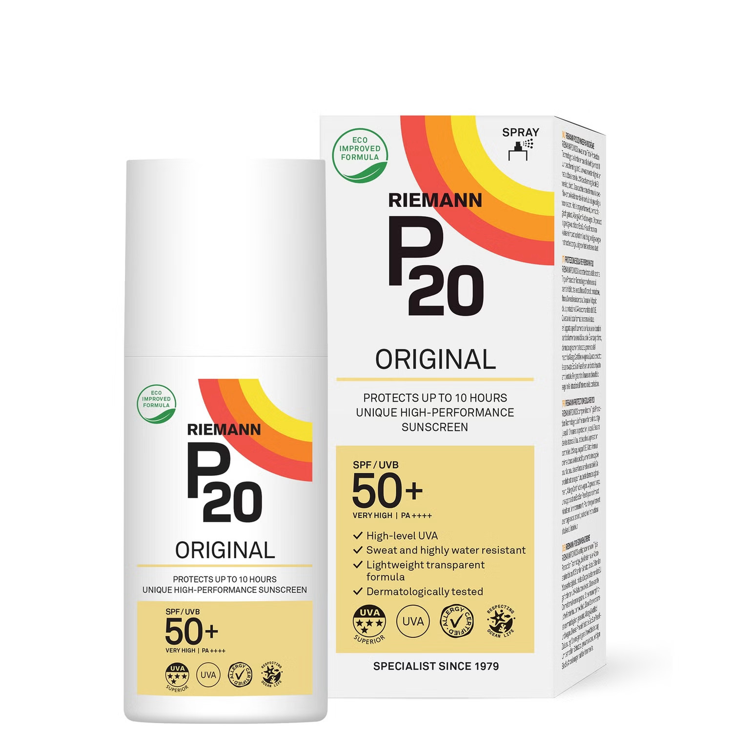 Riemann P20 Original SPF50 Suncream Spray 200ml Long Lasting UVA/UVB
