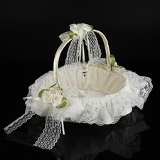 Romantischer Blumenmädchenkorb Aus Spitze Bambus Satin Schleife Brautkörbe Für