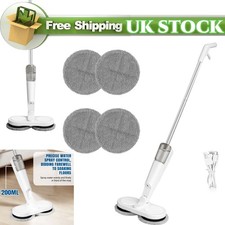 Cordless Electric Floating Mop Rechargeable Motorised Wet & Dry Spin Mop w/4pads