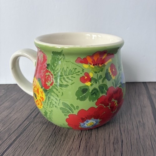 Taza para vientre maceta cerámica prado jardín floral verde mujer pionera rara QVC LEER - Imagen 3 de 6