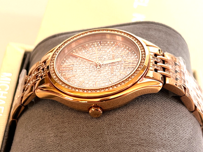 Michael Kors MK7085 Mindy Rose Gold Tone Chrystal Glitz 