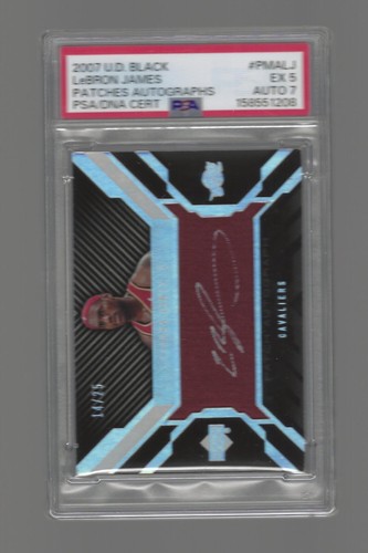 2007-08 Upper Deck UD Black Lebron James  Patch Auto  #14/25  PSA5 Auto 7