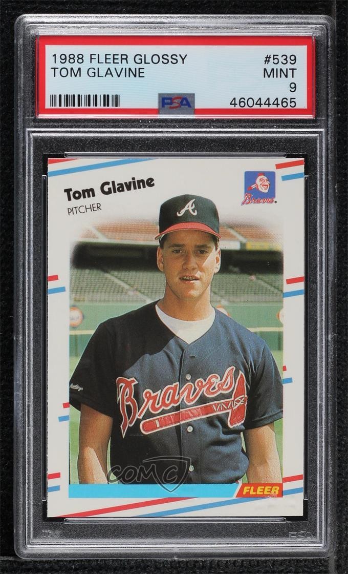 1988 Fleer Glossy Tom Glavine #539 PSA 9 MINT Rookie RC HOF h8b