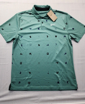 NEW Nike Golf Dri-Fit TOUR Icon Squirrel Print Polo Shirt Mens Sz Medium