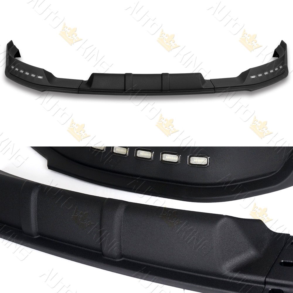 FOR 21-23 FORD F150 BLACK FRONT BUMPER LIP LED SEQUENTIAL RUNNING LIGHT SPOILER