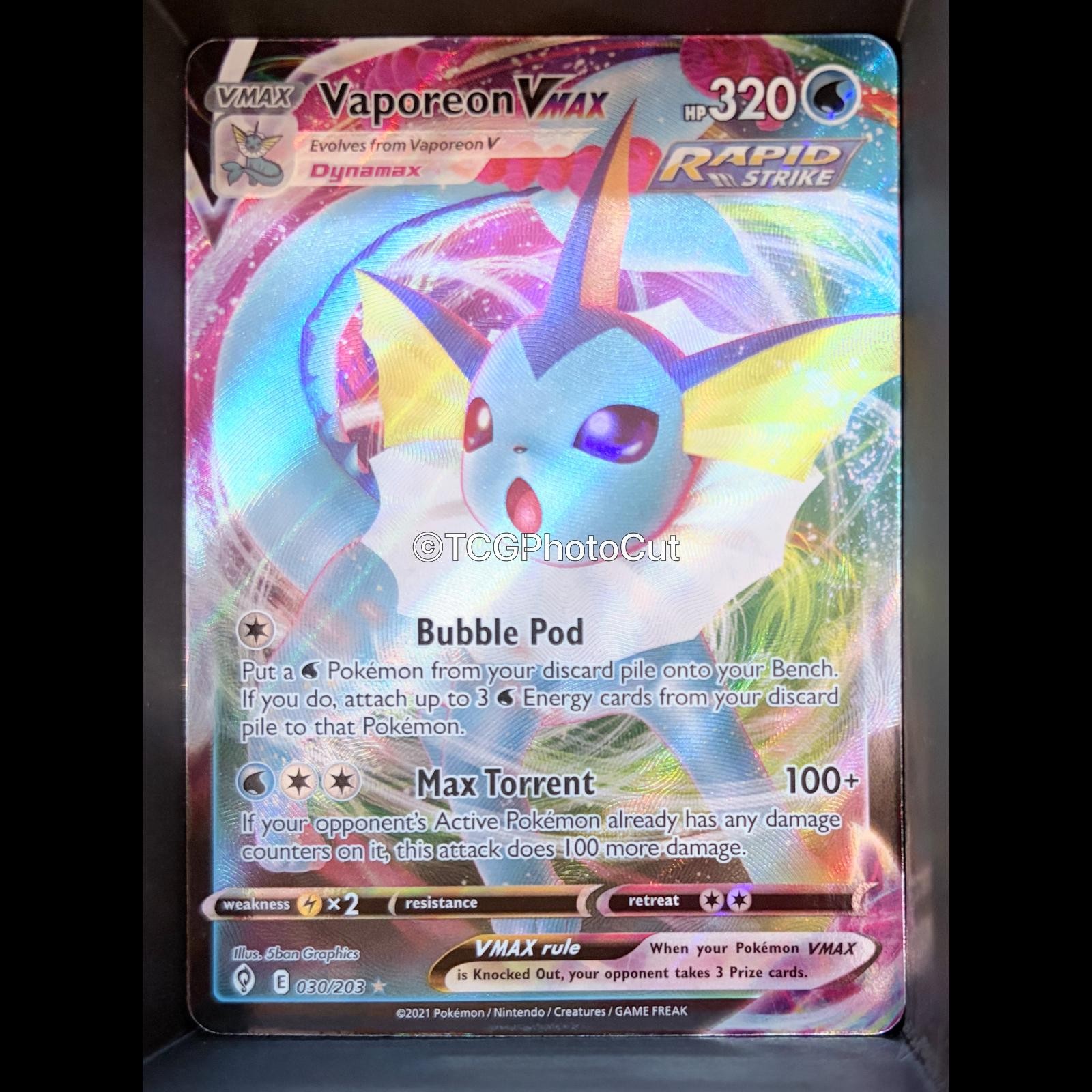 Evolving Skies VAPOREON VMAX 030/203 Holo VMAX Rare Pokemon NM