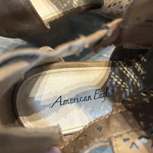 American Eagle offene Zehenpartie Blockabsatz Größe 7 ausgeschnittene Schnallen-Booties hellbraun - Bild 7 von 20
