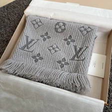 Louis Vuitton Scarf Echarpe Logomania Silk Wool Blend Square SeeDescription