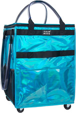 Reusable Grocery Bag on Wheels, Shopping Trolley, Rolling Tote with 8 Pockets an