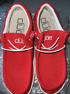 Hey Dude Unisex Wally Sox Flame Red Casual Shoes Slip Ons US Size