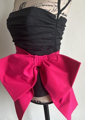 White House Black Market 80’s Drama Bow Bustier Black Pink Size 0 NWT - Bild 5 von 13