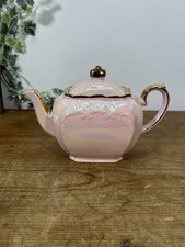 Vintage Sadler Pink Pearl Lustre Ware Gold Gilded 1930’s / 40’s Teapot