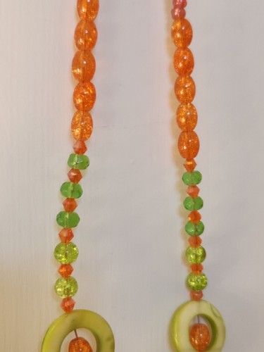 Colorful Vintage Glass & Shell Necklace GLOWing Cadmium Glass OOAK Unique - Picture 9 of 11