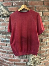 Vintage 60s 70s Blank Faded Distressed Short Sleeve Crewneck Sweatshirt L Red