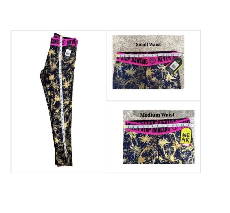 Zumba Wear Leggings Mujer S Pequeños Azul Marino Dorado Picante Palmera Nunca Dejes de Bailar Foto 4 de 4