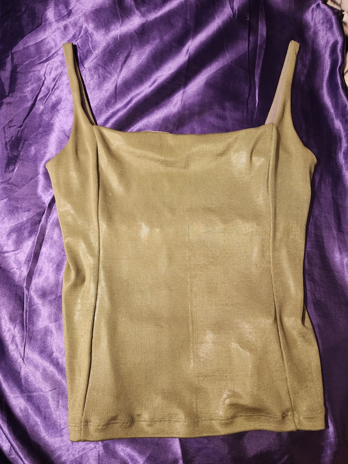 Emporio Armani Women's Green Square tank top with thin spaghetti straps 44