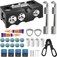 11-in-1 Pool Cue Tip Shaper Repair Kit 25pc Set Replacement Tips Clamps Tool