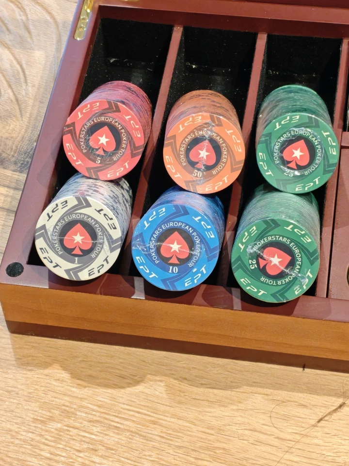 300 Professional Poker Stars Set - EPT Design - Ceramic Chips, Tokens New - Cards Original Box - Image 3 of 4