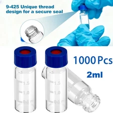 1000x2ml Autosampler Vials Borosilicate Glass Vials w/ Pre Slit Screw Cap HPLC