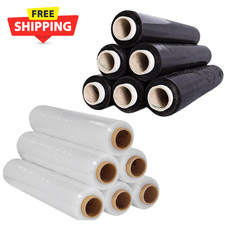 6er PACK STRETCHFOLIE 400MM X 300M STARK PALETTE SCHRUMPFFOLIE KLAR SCHWARZ 25MU 2KG