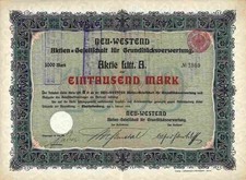 NEU WESTEND AG 1904 Grundst&uuml;cksverwertung Berlin Charlottenburg Liquidationsrate