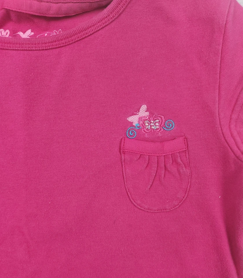 Y2K Arizona Jean Co. Camiseta de bolsillo bordada mariposa rosa para niñas - talla 7/8 Foto 2 de 3