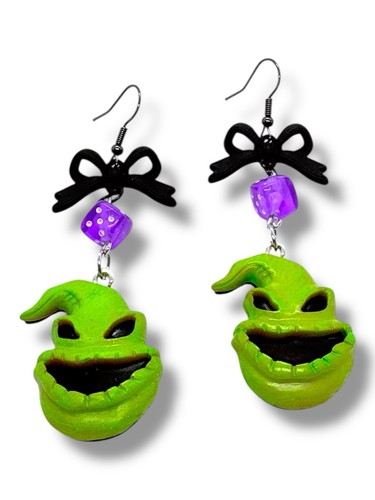 Nightmare Before Christmas Character Green Oogie Boogie   Earrings W/Dice Beads - Bild 4 von 5