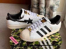 Adidas Superstar anni 80 BAPE bianco nero 9 9,5 43 1/3 27,5 GZ8980 2021 scimmia da bagno