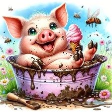 Pig Diamond Art Kits for Adults, Full Drill Diamond Painting for Beginners, 5D