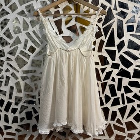 Agent Provocateur Silk Sleep Dress Peignoir Pyjamas with Lace&Bows Ivory Size L