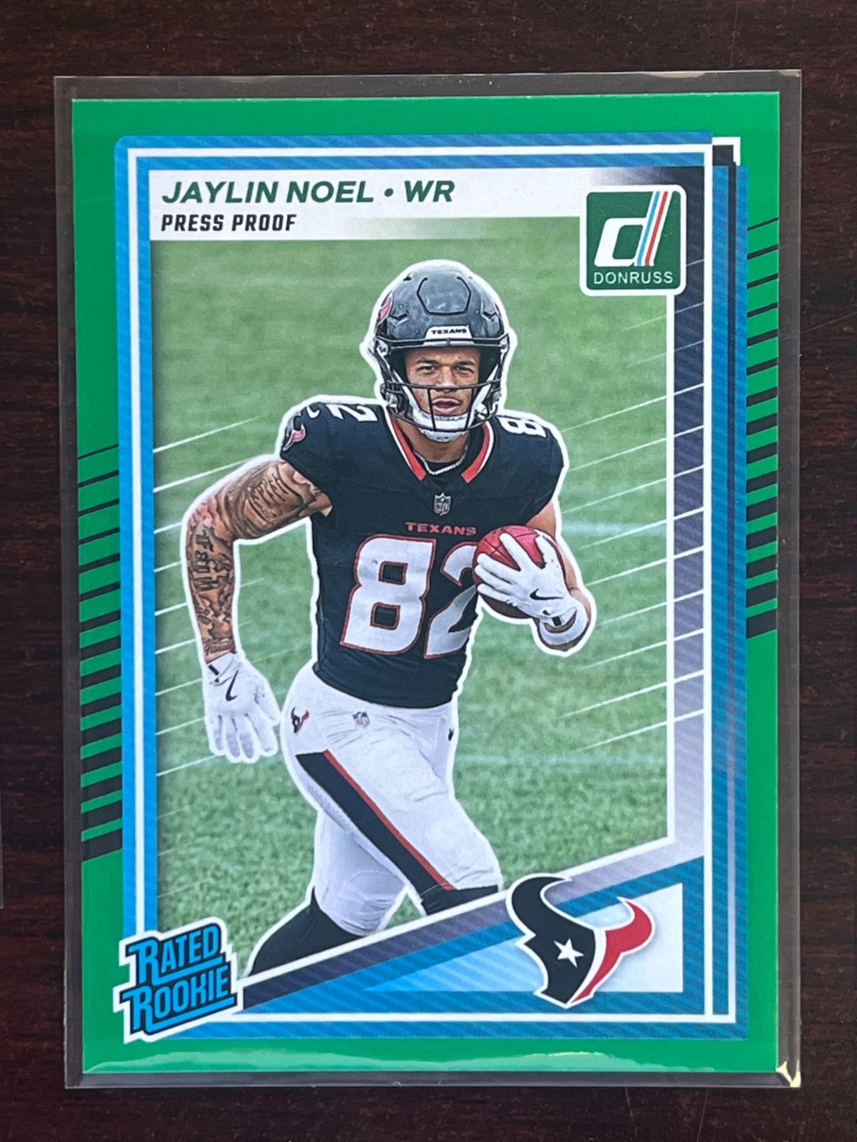 2025 Panini Donruss Rated Rookie Green Press Proof Jaylin Noel RC #324 - Texans