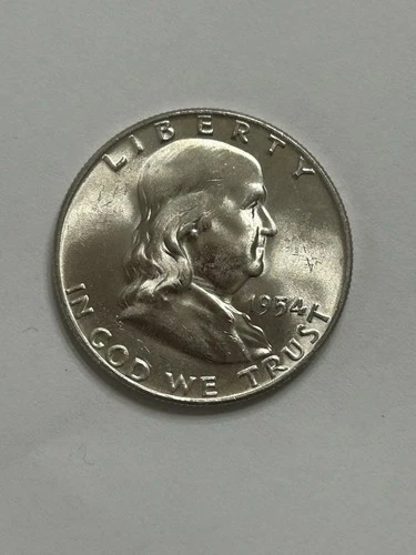 1954-d Silver Franklin Half Dollar w/ Great Eye Appeal & Near Full Bell Line UNC
