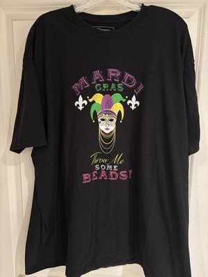 Married Gras Throw Me Some Beads Short Sleeve T-Shirt Size 3XL Cotton EUC