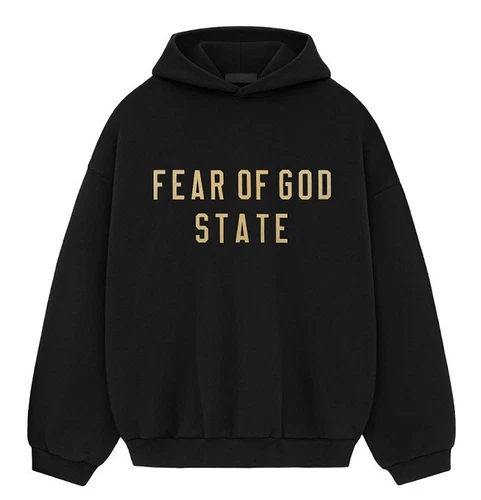 Felpa con cappuccio nuova con etichette 2024 Fear Of God State "Nera" 100% AUTENTICA taglia XXL