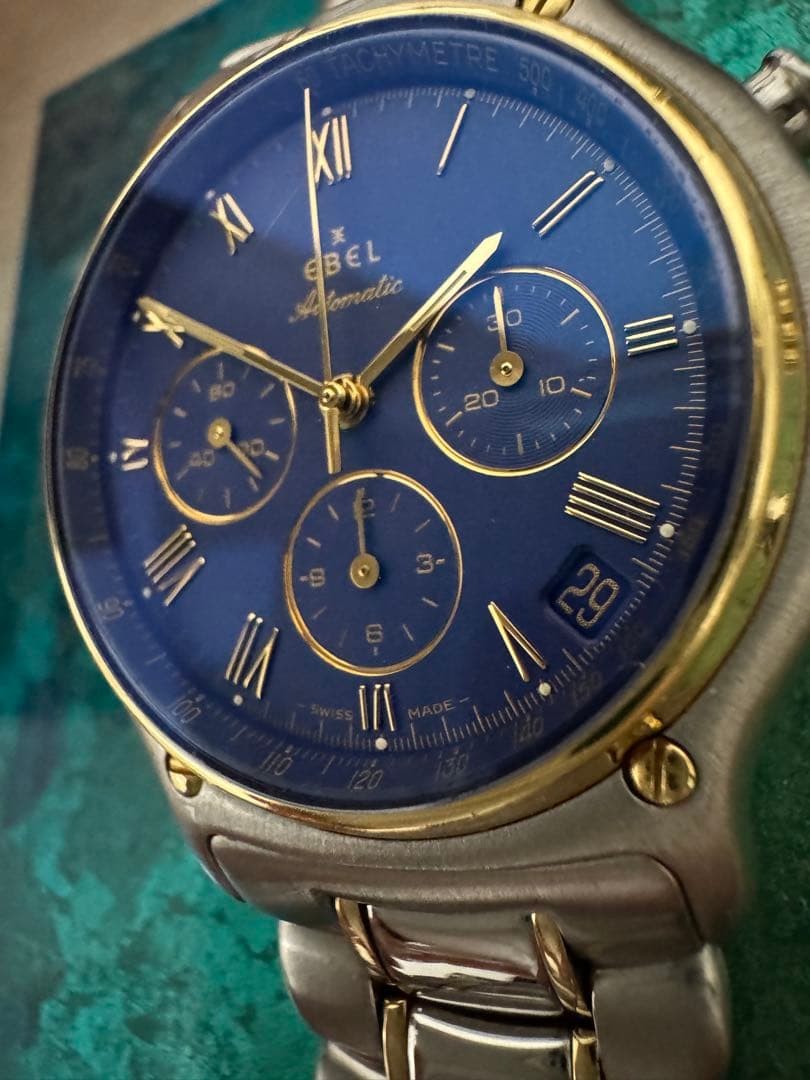 Ebel 1911 Chronograph YG Combi Blue Dial Used 17cm Wristwatch | eBay