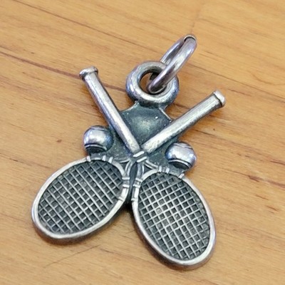 Vintage HOB Sterling Silver Tennis Racket Ball Charm Pendant